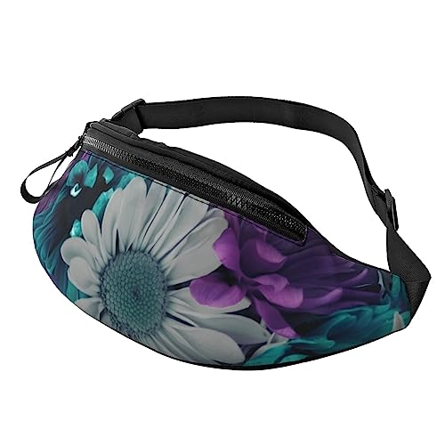 HSJFS Sporttasche mit buntem Blumen- und Schmetterlings-Aufdruck, lässige Brusttasche, Violett/Weiß mit Blumenmuster, Einheitsgröße