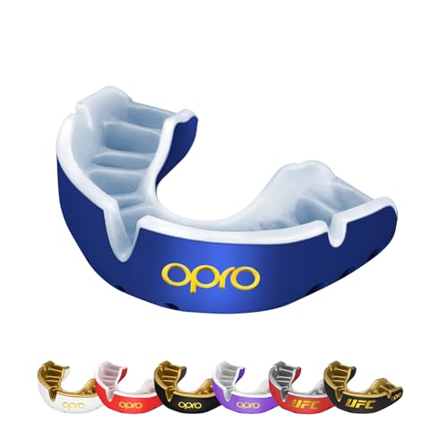 OPRO Gold Level Mundschutz für Erwachsene und Junior-Sport, mit revolutionärer Montage-Technologie für Boxen, Lacrosse, MMA, Kampfsport, Hockey und alle Kontaktsportarten (dunkelblau, jugendlich)