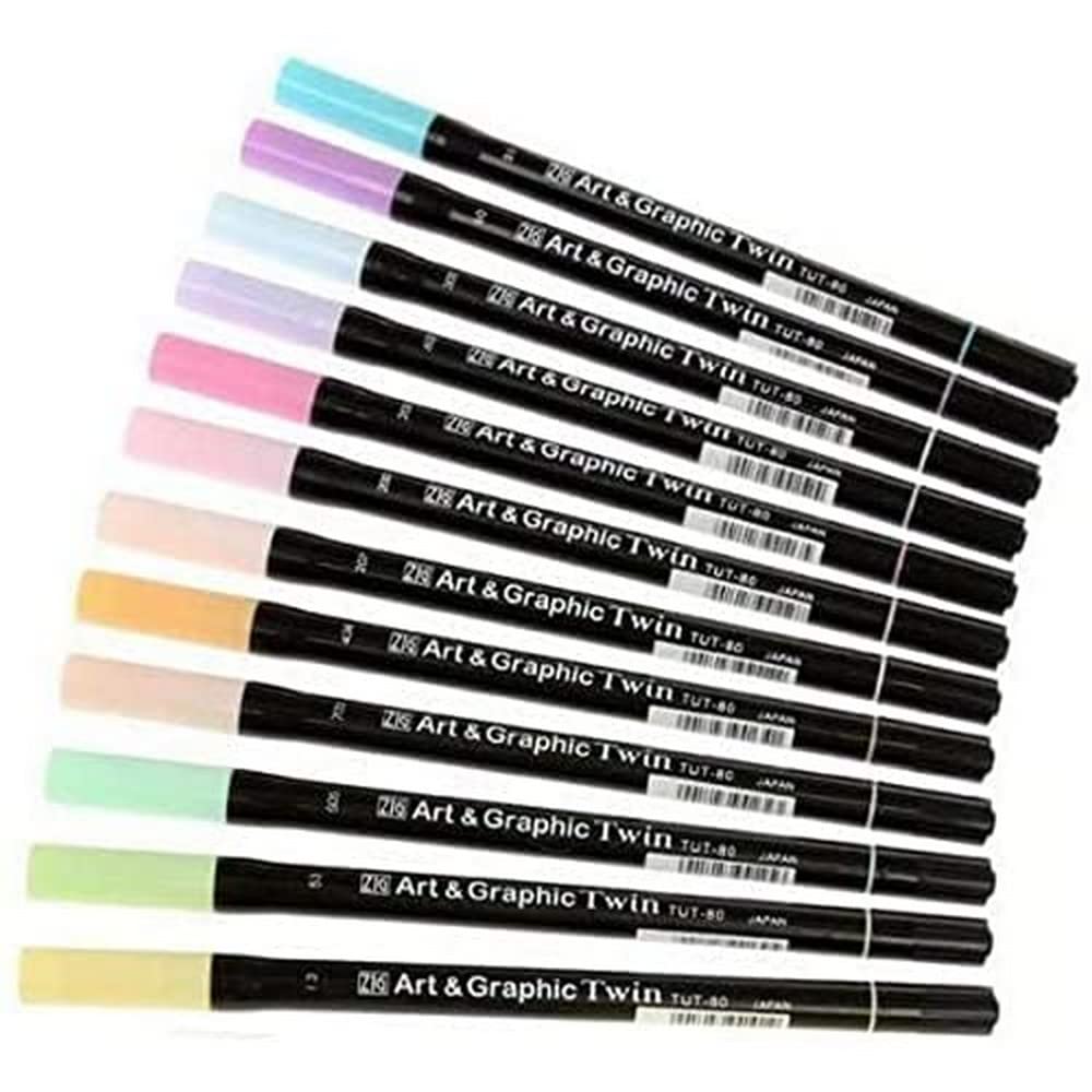 Tsukineko Kuretake TUT-80/12VPA Farbenset, Plastik, diverse farben, 19,4 x 14,4 x 1,5 cm