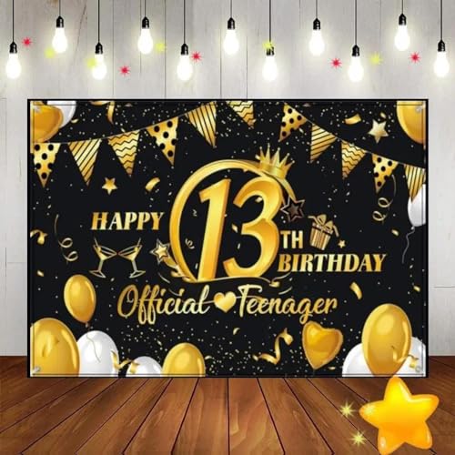 Alles Gute zum 13. Geburtstag Ballon BabyDekoration Hintergrund Spiel Green Screen Mädchen Banner Junge oder Prinzessin Foto Süß 300x200cm