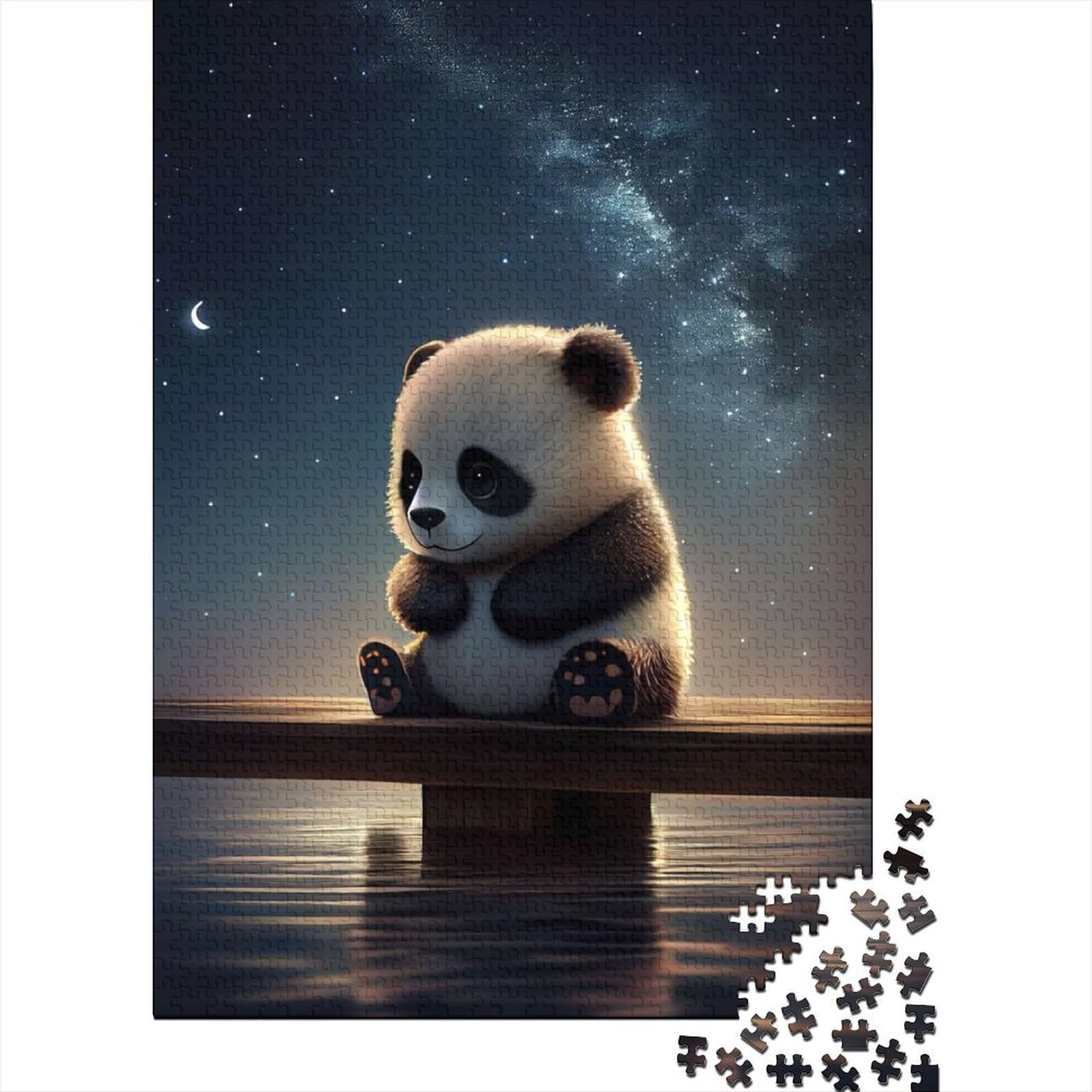 1000-teiliges Puzzle für Erwachsene, Pandabär, Galaxie-Tierpuzzle für Erwachsene und Jugendliche von Educational Stress Relief Toy Puzzle (Größe: 75 x 50 cm)