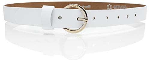 Cartvelli schmaler Ledergürtel Damen Weiß 2,5cm mit Geschenkbox - Made in Germany - Gürtel schmal 70cm Schließe Gold DG19w-70