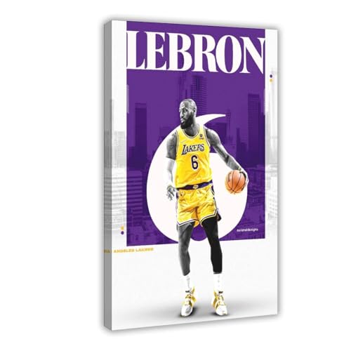 HACERR LeBron James Los Angeles Lakers NBA Basketball-Poster, Leinwandposter, Wandkunst, Dekordruck, Bild Gemälde für Wohnzimmer, Schlafzimmer, Dekoration, 30 x 45 cm