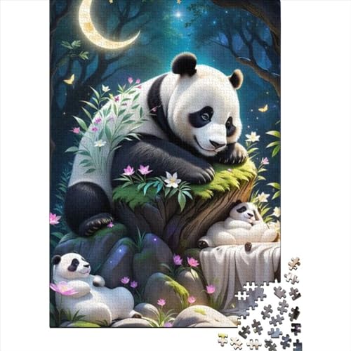 1000-teiliges Puzzle für Erwachsene, Panda-Puzzle aus recycelter Holzplatte, schwieriges Puzzle (Größe 75 x 50 cm)