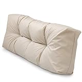 Spatium Palettenkissen Set abnehmbar Bezug wasserdicht gesteppt Palettenauflage Palettenpolster Palettensofa Palettenmöbel Beige Langes Rückenkissen 120x40x15