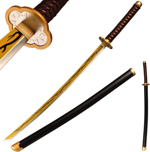 MAUXpIAO Sword Valley Demon Slayer Schwert aus echtem Metall, handgefertigtes Samurai-Schwert Cosplay-Anime-Schwert, ca. 104cm-rengoku/tanjiro/inosuke/kokushibou A Variety of Styles echt/b3/A