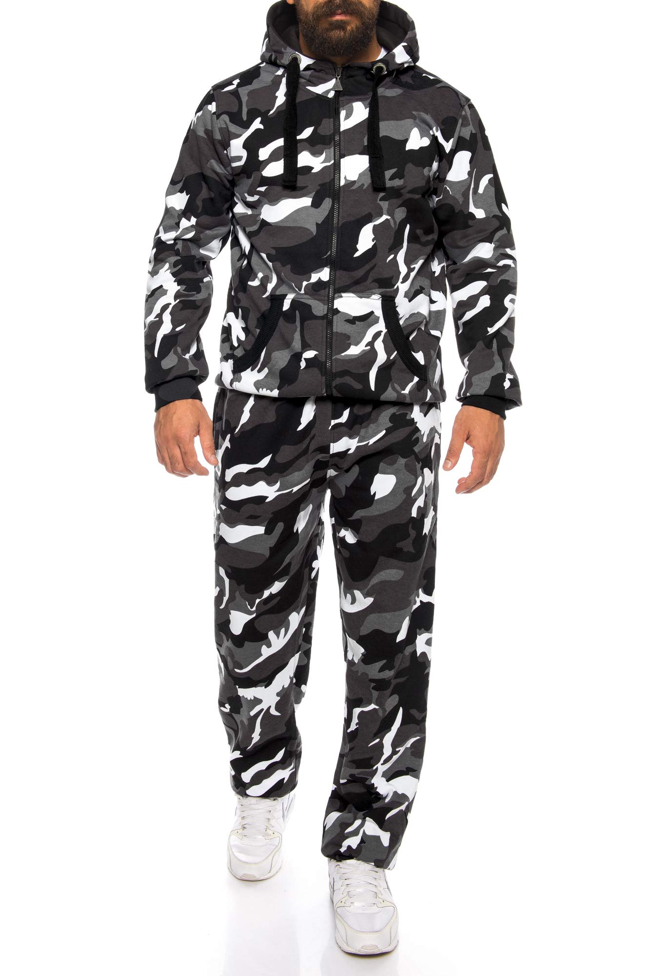 Finchman Finchsuit 1 Herren Jogging Anzug Trainingsanzug Sportanzug FMJS135, Camo Grau, L