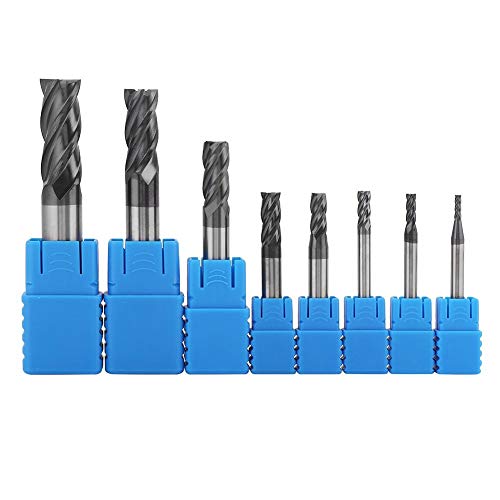 KEALBAUS 8 StüCke 2-12Mm Hart Metall Schaft FräSer 4 FlöTen Schaft FräSer Set FräSer Werkezug Kit CNC Hart Metall FräSer Spiral FräSer