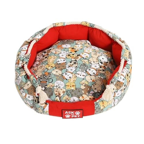 TiLLOw Universelles Haustierbett for alle Jahreszeiten, exquisites und tragbares Hundebett for mittelgroße Hunde(Red,M)