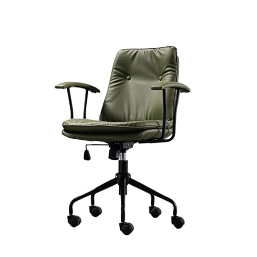 Bürostühle Bürostuhl aus PU-Leder, bequemer moderner Schreibtischstuhl for das Home-Office mit Rollen und schwarzem Metallfuß, ergonomischer Stuhl, verstellbarer Drehstuhl Schreibtischstuhl(Green)