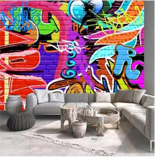 tyujlkjddlf Tapete Wandbild 3D Benutzerdefinierte 3D-Graffiti-Ziegelmauer-Hintergrundstoff, Schlafzimmer-Wandstoff, Restaurant-Hintergrundwand, Tv-Wandtapete-300Cmx210Cm