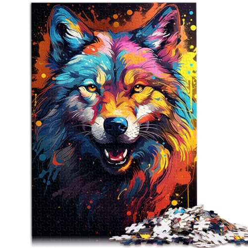 Puzzle für Erwachsene mit wildem, buntem Wolf, 1000 Teile, Holzpuzzle, anspruchsvoll, aber unterhaltsam und humorvoll, 1000 Teile (50 x 75 cm)