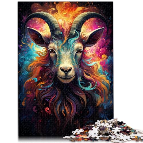 Puzzles zum Verschenken, Bizarres, buntes Ziegen-Puzzle, 1000 Teile, Holzpuzzle, Familienspiele, Weihnachts- und Geburtstagsgeschenke, 1000 Teile (50 x 75 cm)