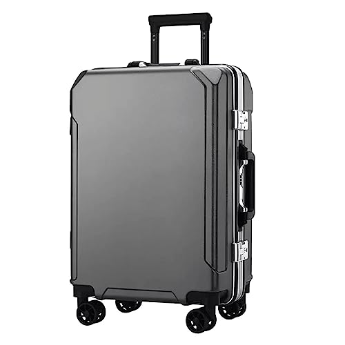 LANAZU Tragbarer Koffer, Koffer mit Aluminiumrahmen, Zwei USB-Ladeanschlüssen, mit Lenkrollen, geeignet für Reisen und Urlaub (Dark Gray 20 in)