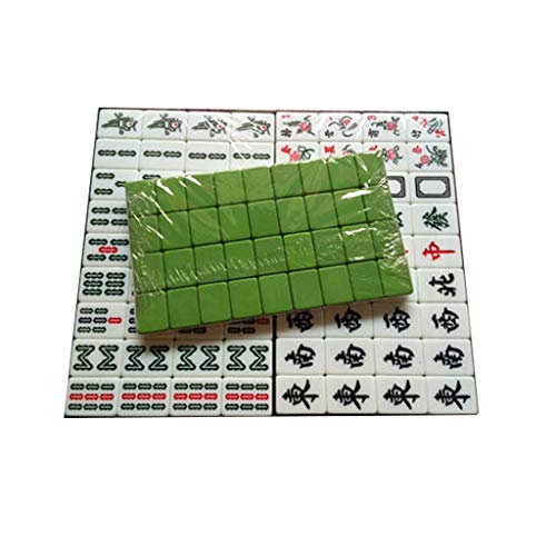 BFVAKBKYT Chinesisch Majong Set, Lustiges Mah-Jongg mit 144 Kacheln, traditionelle chinesische Version, Mah Jongg mit leicht lesbarem tragbarem Spielset, Party, Hausparty(Green)