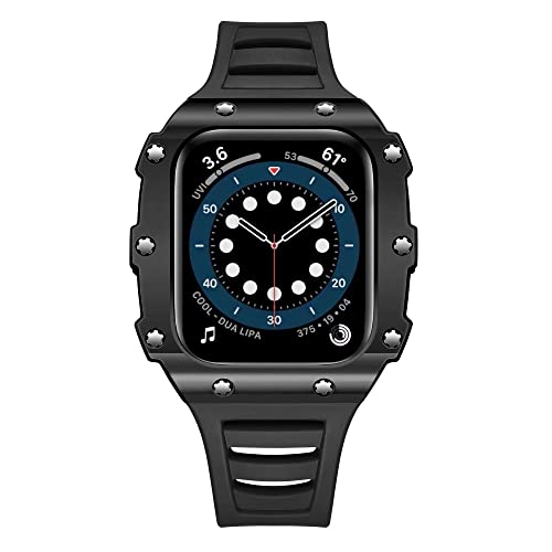 TONECY Modifikations-Mod-Kit Kohlefaser für Apple Watch Armband Gehäuse 8 7 6 5 4 40 mm, 41 mm, 44 mm, 45 mm, Ersatz-Keramik (Farbe: Keramik (schwarz), Größe: 41 mm