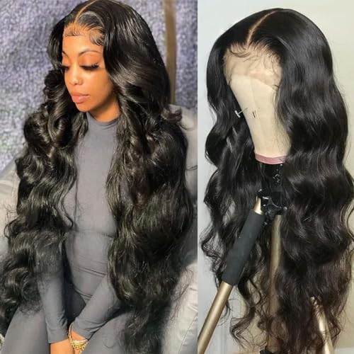 HD Transparent 13x4 13x6 Lace Front Perücke vorgezupft 360 Lace Frontal Perücke Echthaar Perücken für Frauen 4x4 Verschluss Perücke-13x4 Lace Wig-22inches-180 Dichte