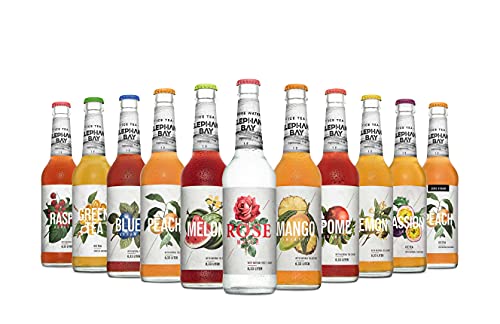 Elephant Bay tasting Set 11 vers. Sorten je 330ml inkl. Pfand - MEHRWEG Melon Rose Water Blueberry Raspberry Pomegranate Lemon Mango Peach Green Tea Honey Peach Zero Passionfruit