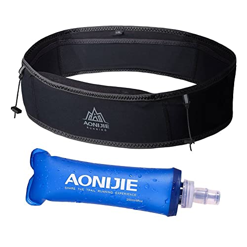 AONIJIE Laufgürtel, Bauchtasche mit 250 ml weicher Wasserflasche für Damen und Herren, Feuchtigkeitstransport, ideal für Marathon, Klettern, Joggen, Radfahren, für 17,3 cm (6,8 Zoll) Handy, Full