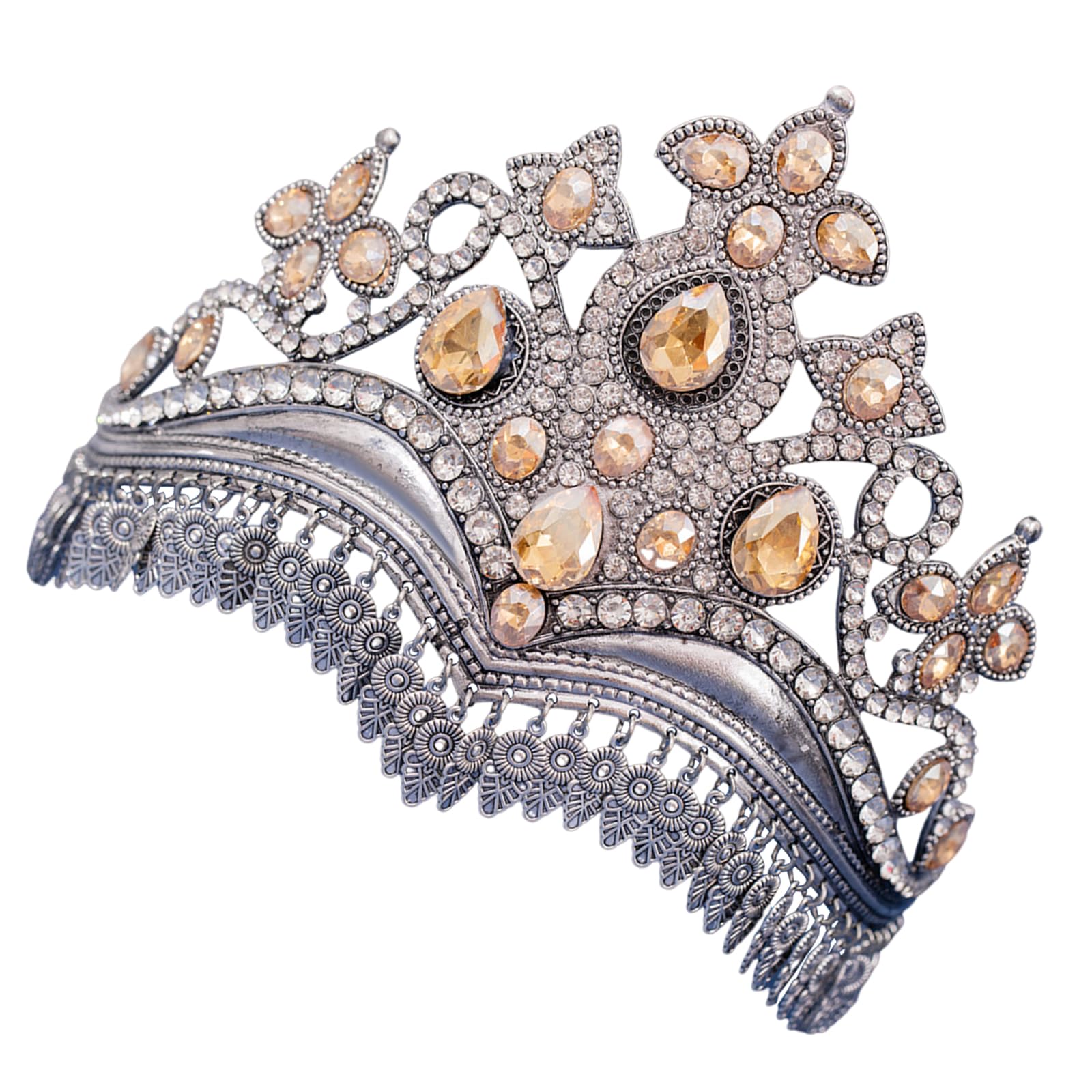 Fhkpsqkcn Elegante Braut-Strass-Krone, Diadem, handgefertigt, Kristalle, Kopfschmuck, verstellbar, Hochzeits-Kopfbedeckung, Zubehör für Frauen