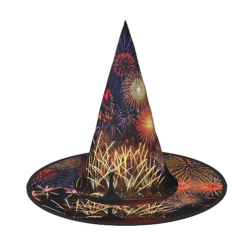 WURTON Feuerwerk Druck Halloween Hexenhut Erwachsene Halloween Hut Kostüme Hexen Hüte Halloween Dekor Party