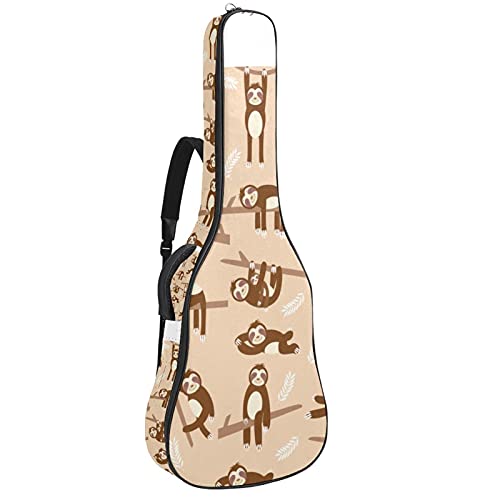 Gitarrentasche mit Schultergurten - Wasserdichtes, gepolstertes Gehäuse, akustische und klassische Gitarrentasche ， Faultier süß