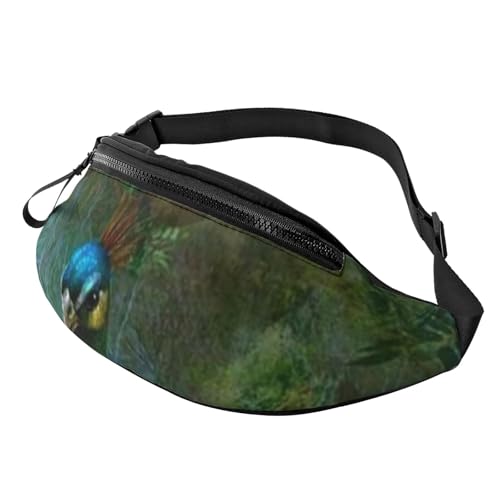 HSJFS Country Farm bedruckte modische Hüfttasche, verstellbare Hüfttasche, lässige Brusttasche, Bunte Pfau, Einheitsgröße