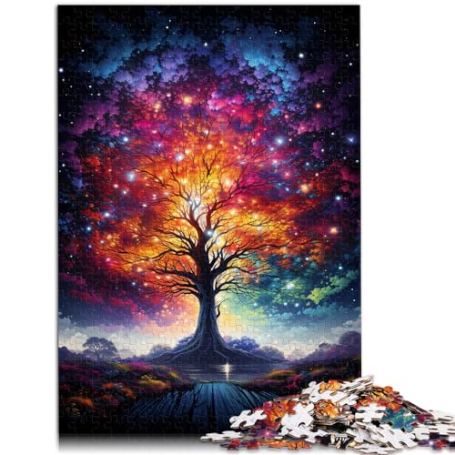 Puzzle-Geschenk: Die farbenfrohe Psychedelie des kosmischen Baums, 1000 Teile, Puzzle aus Holz, dekomprimierendes geistiges Lernspielzeug, 1000 Teile (50 x 75 cm)