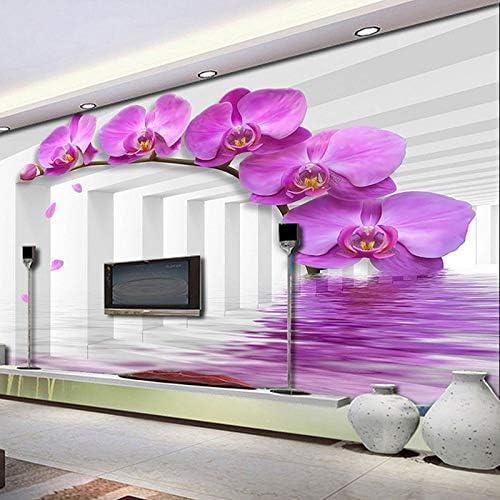 XLMING Abstrakt Lila Weiß Floral Fantasie Geometrische Raum Küche Esszimmer Arbeitszimmer Wohnzimmer TV Hintergrund Wand 3D Tapete-400cm×280cm