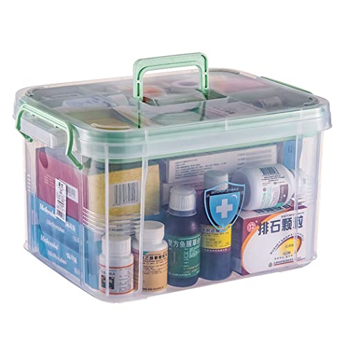 ZESLIV Medizinbox mit Tragegriff Erste Hilfe Koffer Medikamentenbox Medizinkasten aus PP Hausapotheke Box Medizinkoffer Aufbewahrungsbox Transparent 38,5x27,8x22cm