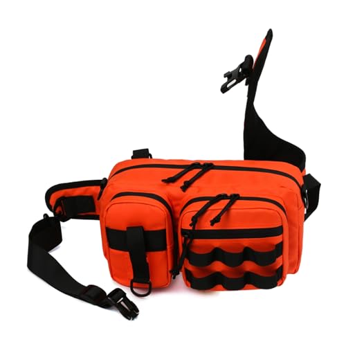 Osdhezcn Camping Große Kapazität Angelausrüstung Tasche Wasserdicht Wandern Crossbody Brusttasche Hüfttasche Outdoor Reise Schultertasche Große Kapazität Angelausrüstung Tasche, Orange