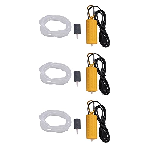 Kiudduy 3X USB Mini BelüFtungspumpe Luftpumpe Aquarium BelüFter Ultra Leise Mini Fisch Tank Zum Angeln Sauerstoffpumpe —— Gelb