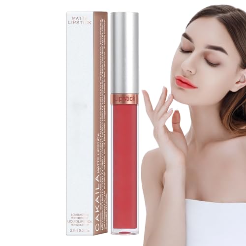 Wasserfester Lipgloss, Lippenstift-Make-up, Nicht klebende Tasse, professionelles Lippen-Make-up, roter Lippenstift, wischfest, leichter, langlebiger Lippenstift für Damen, Idezek