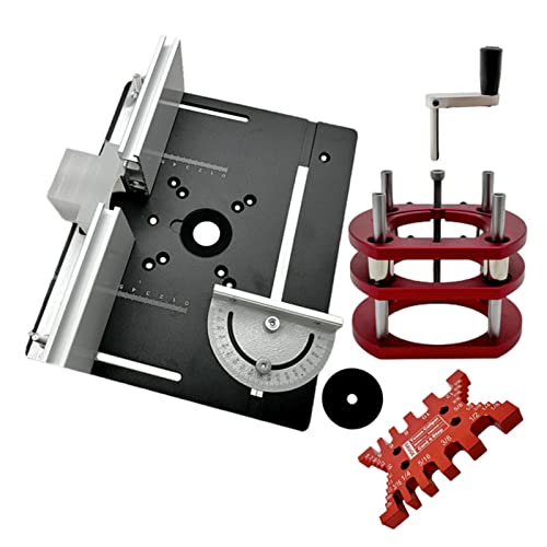 Holzbearbeitungs-Router-Hebesystem Und Aluminium-Oberplatte Für Motoren Mit 65 Mm Durchmesser, Werkbank, Trimmer, Graviermaschine, Heimwerker-Werkzeuge (Farbe: Set-1) (Set)