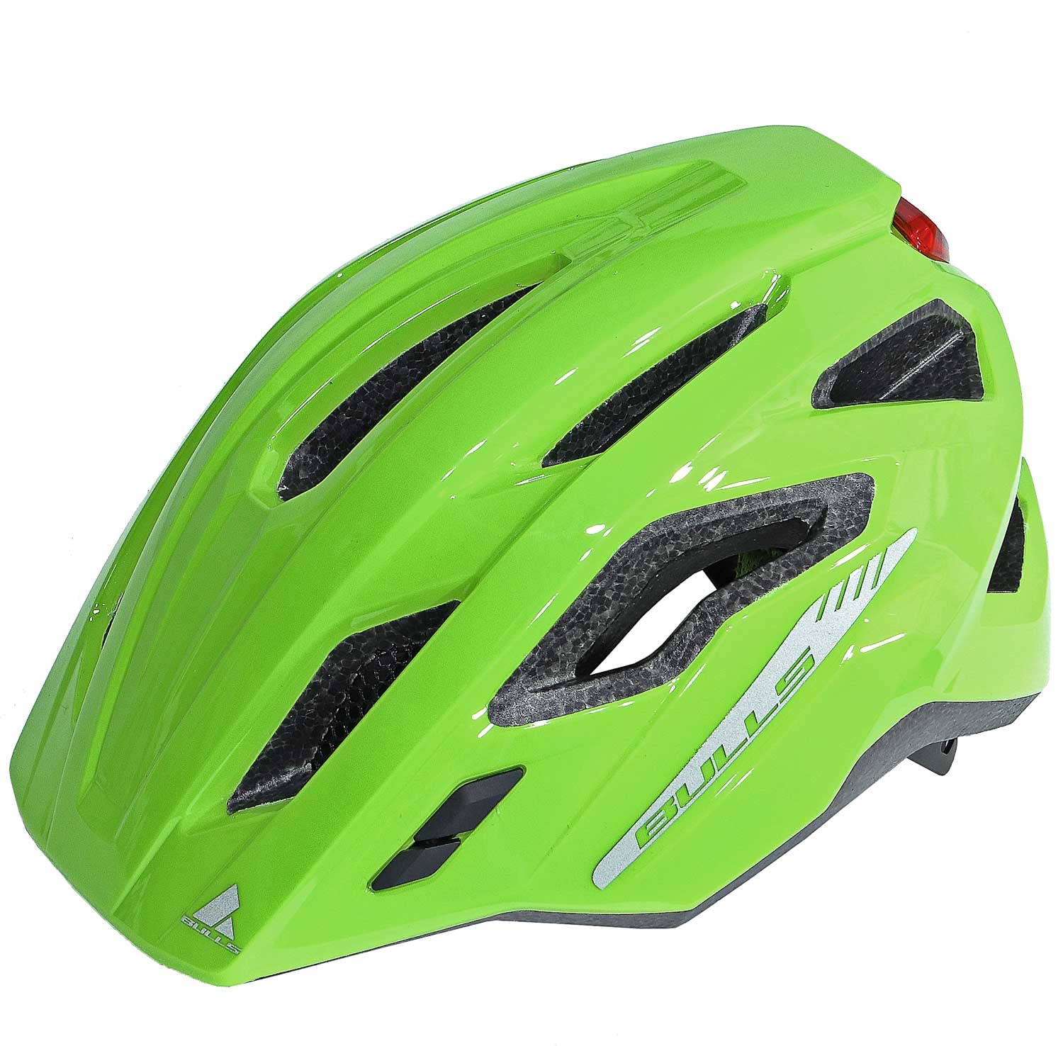 BULLS Kinderhelm Tokee mit LED Licht Fahrradhelm grün Lime 51-55 cm anpassbar