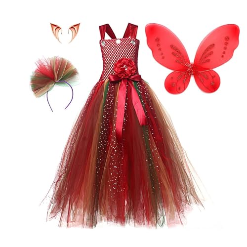 Huyeruie Feenkostüm für Mädchen, Feenkostüm für Mädchen - Feen Outfit Cosplay Kleid | Partykleid Feenflügel-Kostüm, Halloween-Kostüm für Mädchen im Alter von 2–10 Jahren