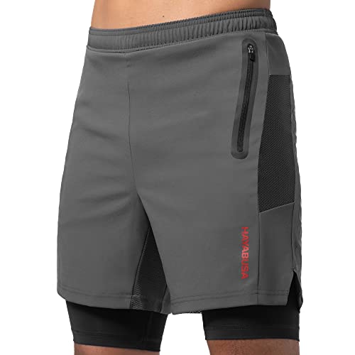 Hayabusa Herren Layered Performance Shorts, dunkelgrau, Mittel