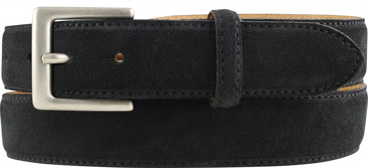 BELTINGER Gürtel aus Veloursleder 3,0 cm | Velour-Ledergürtel für Herren 30mm | Wildleder-Gürtel mit antik-silber Gürtelschließe | Schwarz 95cm