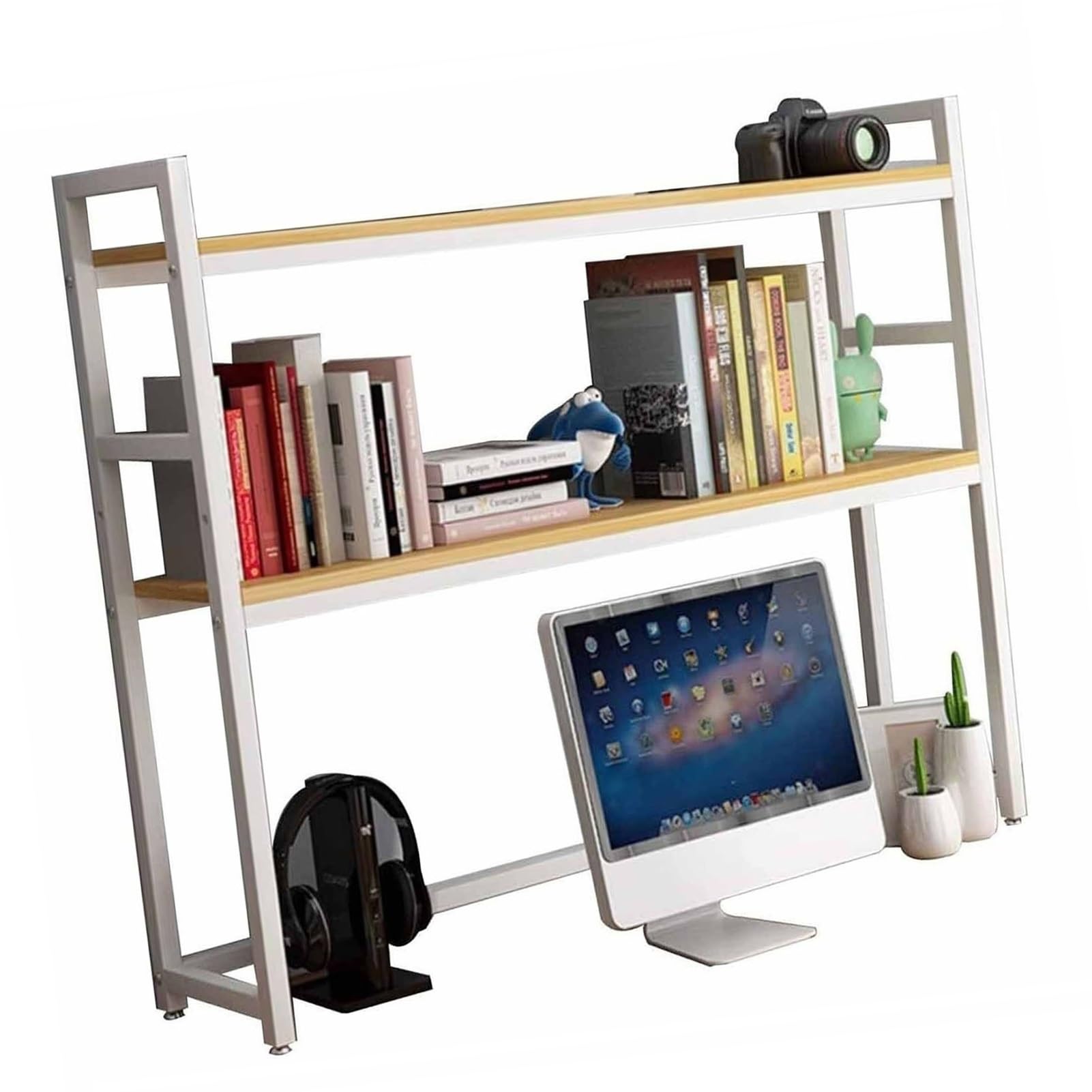 Verstellbares Schreibtisch-Bücherregal - Schreibtisch-Bücherregal für Computertische, Schreibtisch-Arbeitsplatten-Organizer-Rack, offenes Schreibtisch-Aufbewahrungsregal aus Metall, für Büro/Küche/B