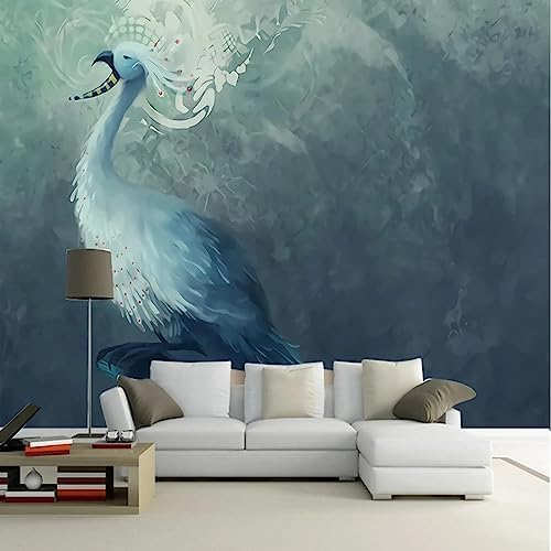 XLMING Kreativer Abstrakter Blauer Pfau 3D Tapete Home Dekoration Wohnzimmer Sofa Schlafzimmer Tv Hintergrund Wand-300cm×210cm