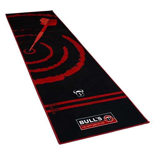 BULL'S Carpet Mat "140" Red, Dartteppich mit rutschfester Unterseite aus Gummi, umweltfreundliche Turnier Dartmatte mit offiziellem Abstand zum Dartboard 237cm, Schutz für Darts und Tips, 280 x 80cm