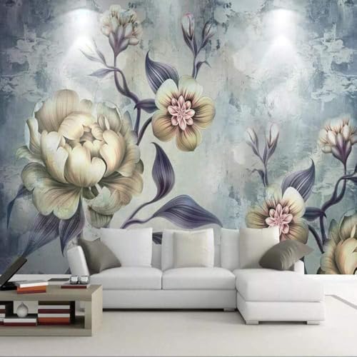 Weinlese-Blume 3D Tapete Poster Restaurant Schlafzimmer Wohnzimmer Sofa TV Dekorative Wand-250cm×170cm