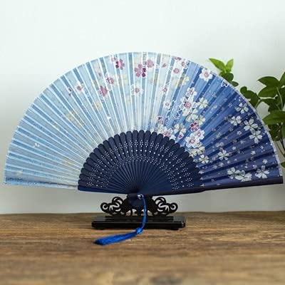 VSULZVNU Faltfächer Faltbarer Japanischer Japanischer Klassischer Blumen Faltbarer Kirschblüten Alte Handgemachte Seide Klassischer Ventilator Kompatibel mit Hanfu Fan (A4) (A4)