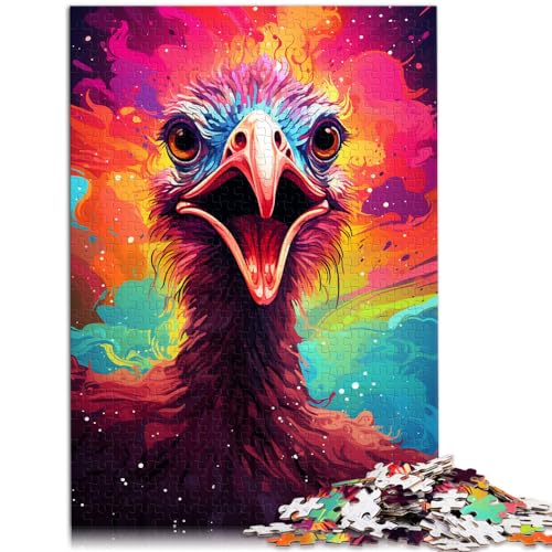 Puzzle zum Malen, buntes Straußenpuzzle, 1000 Teile, für Erwachsene, Holzpuzzle, jedes Teil ist einzigartig – anspruchsvolles, unterhaltsames Familienspiel, 1000 Teile (50 x 75 cm)