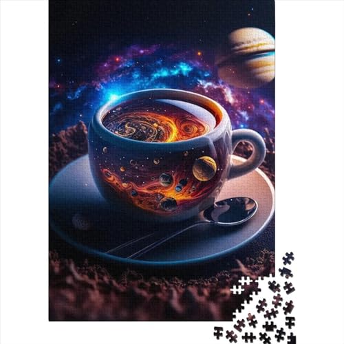 Cosmic Coffee Holzpuzzle für Erwachsene, Puzzle 1000 Teile, Puzzle für Erwachsene, Teenager, Puzzle für Erwachsene, Lernspiel, Herausforderungsspielzeug (Größe 29,53 x 19,69 Zoll)