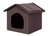 PillowPrim Hundehütte Hundehöhle Hundebett Hundehaus Katzenhöhle mittle M - 44x38 cm Dunkelbraun