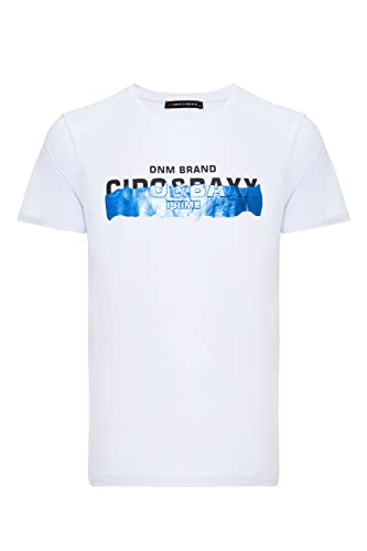 Cipo & Baxx Herren T-Shirt Baumwolle Rundhals Brustprint Kurzarm Freizeitshirt CT711 Weiß XXL