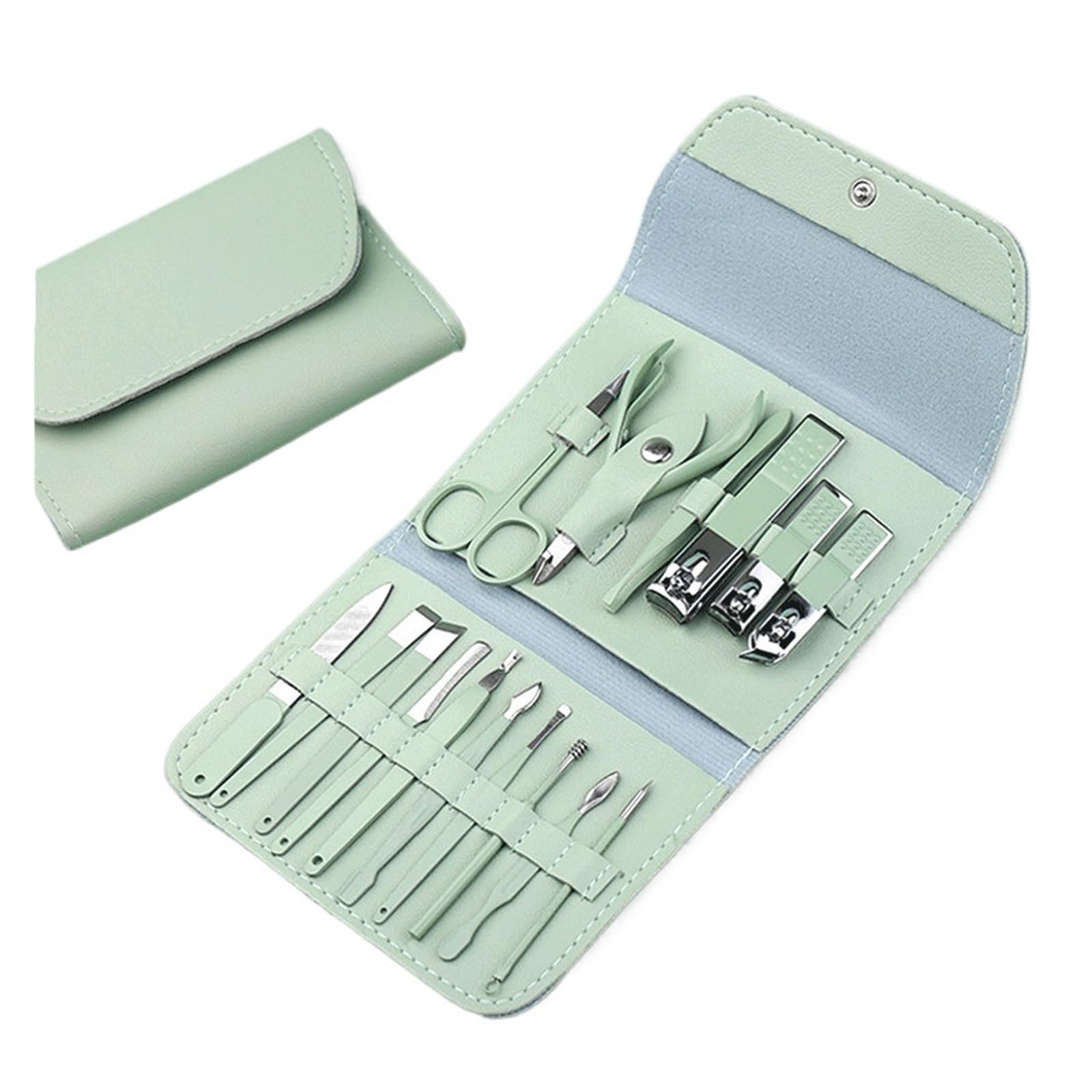 Matcha Green Nagelknipser Augenbrauenschere Maniküre-Set Nagelknipser-Set Dekoration Nagelset Falttasche Maniküre-Set (Farbe: D, Größe: 16 Stück) (D 12 Stück)