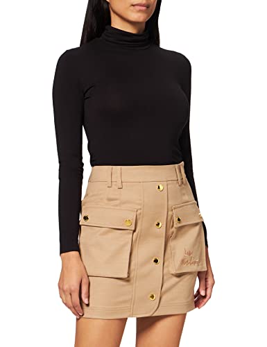 Love Moschino Damen with golden snap Buttons and Matching Logo Embroidery on Front Bellow Pocket Skirt, Rust Brown, 44 DE (50 IT)