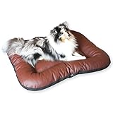 E-dogbed Strapazierfähiges Hundebett aus Kunstleder Hundematratze Ella Hundesofa Hundekissen Hundematratze Hundeliege Tierkissen Farbe und Größe wählbar von M bis XL (L - 110x90 cm, Braun)